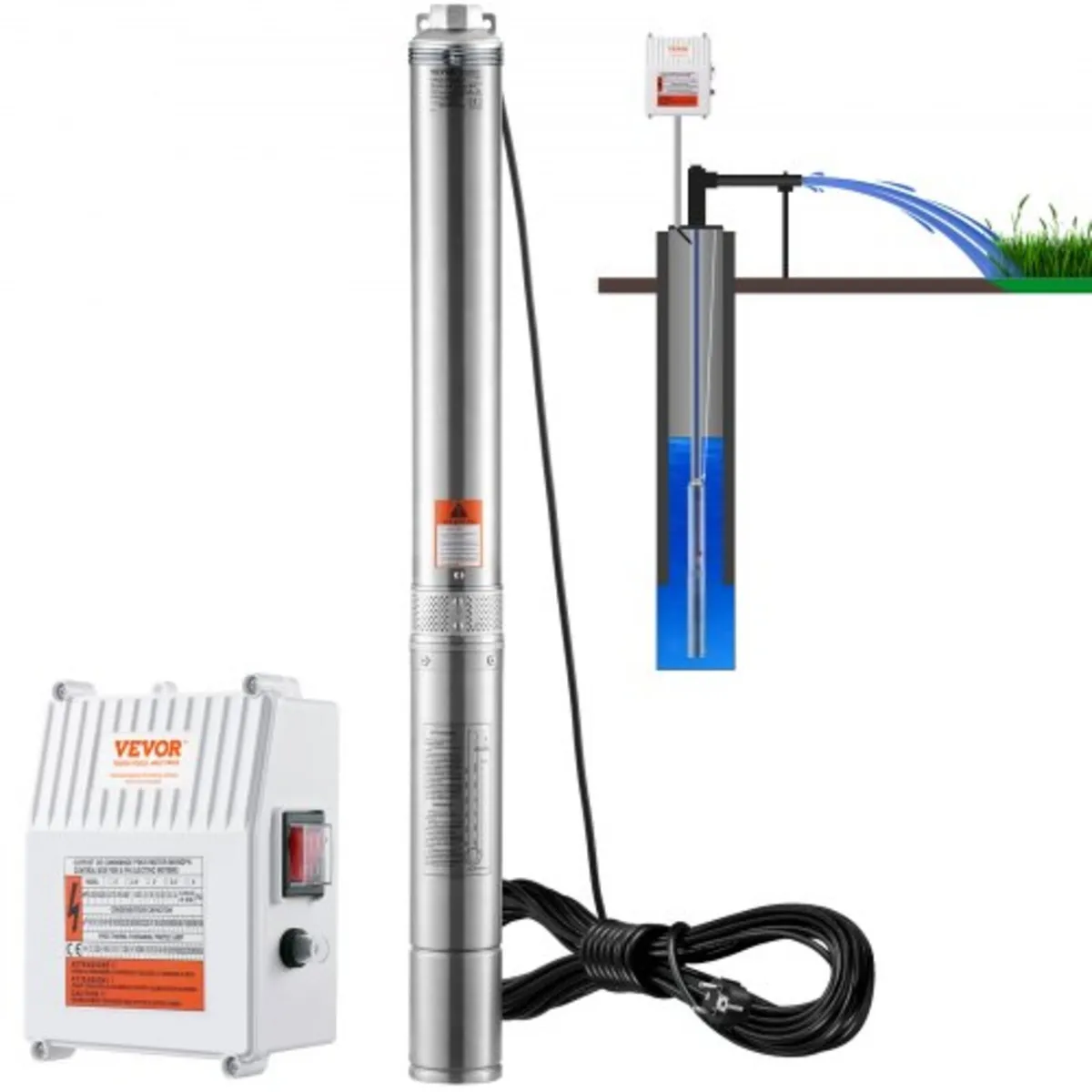 Deep Well Submersible Pump, 1500W 230V 50Hz, 9.8 m - Image 1
