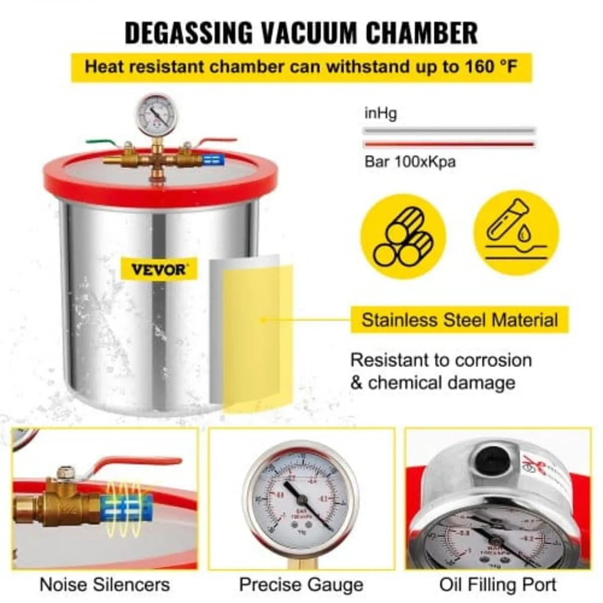 Vacuum Chamber with Pump Vacuum Chamber Kit 5 Gal/ - Image 4