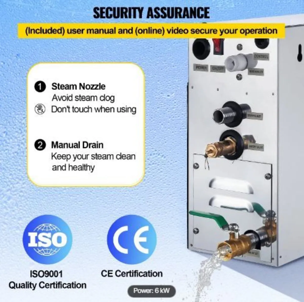 6KW Sauna Bath Steamer with LED Digital - Image 2