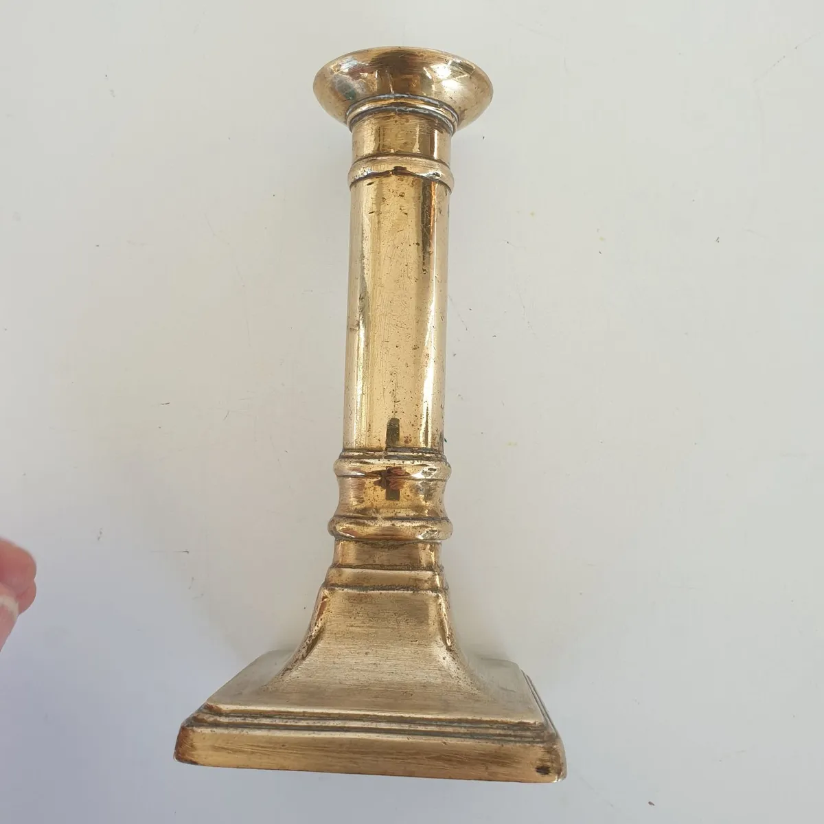 Vintage brass column candlesticks pair 14 cm high - Image 3