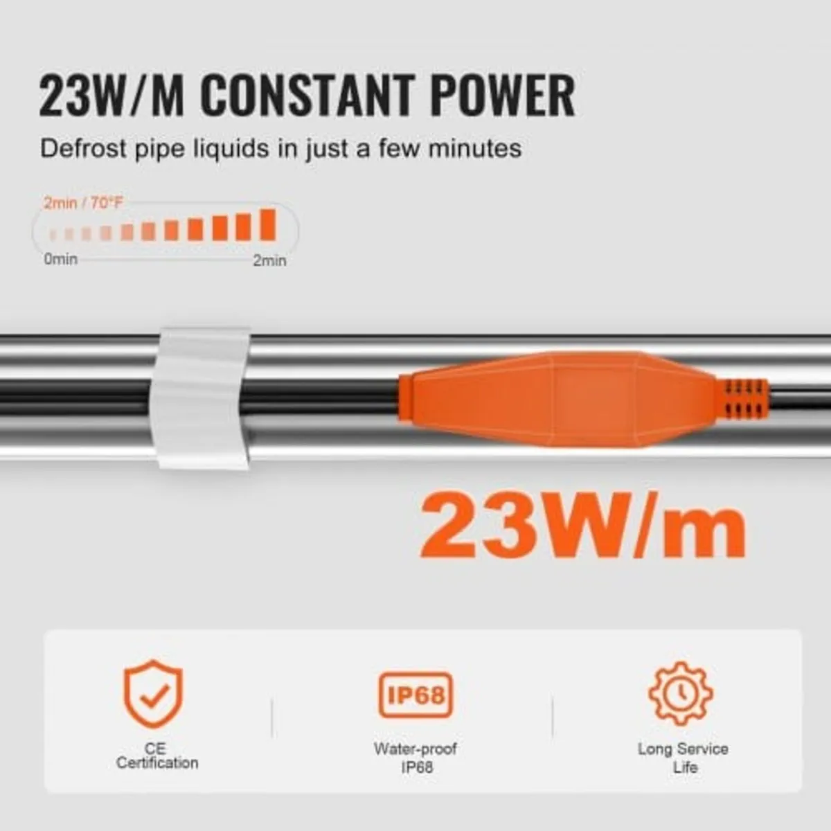 Pipe Heating Cable, 9m 23W/m Heat Tape for Pipes w - Image 4