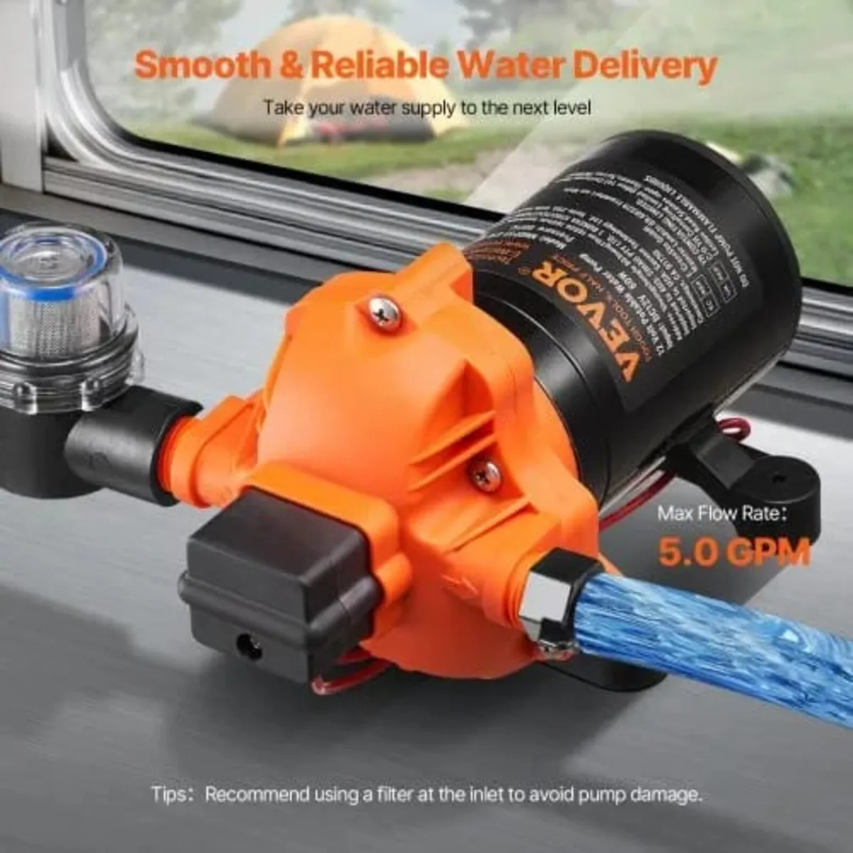 12V Diaphragm Pump 5 GPM (18.93 L/min) 5-Chamber 1 - Image 2