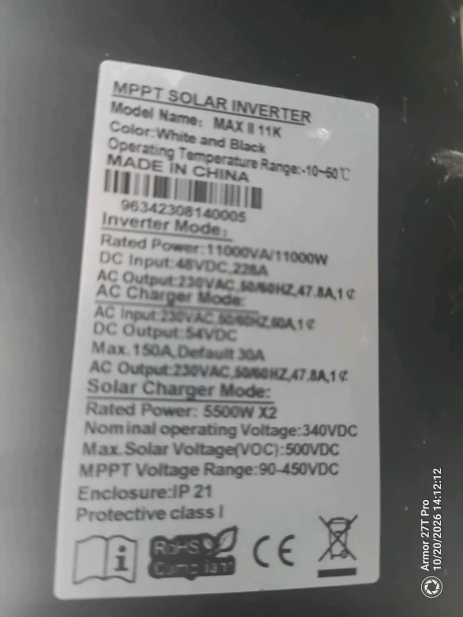 Hybrid Inverter 11kW 2x5500W Solar input mppt 48v - Image 2