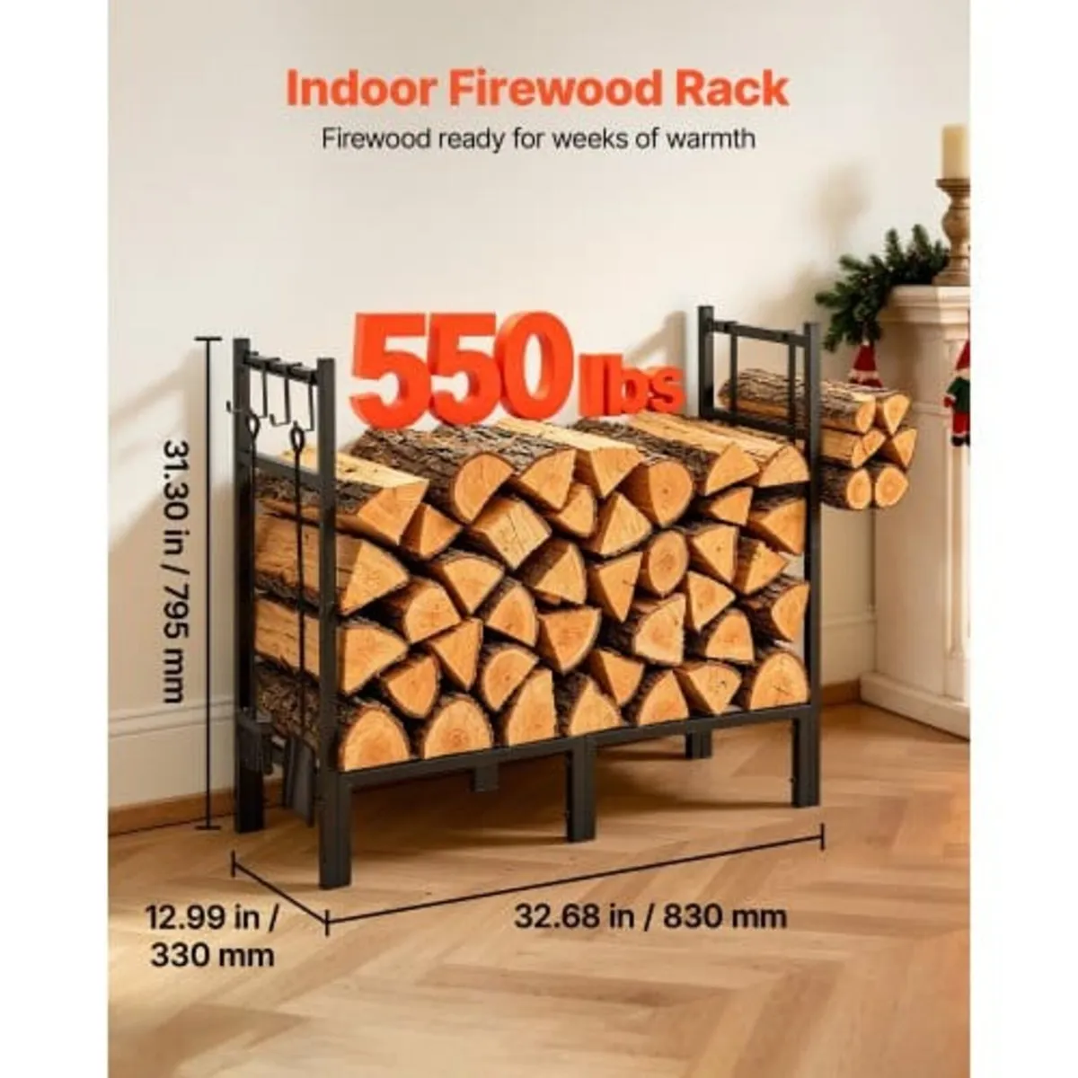 Firewood Rack 830 mm Heavy Duty Indoor Fire Wood S - Image 3