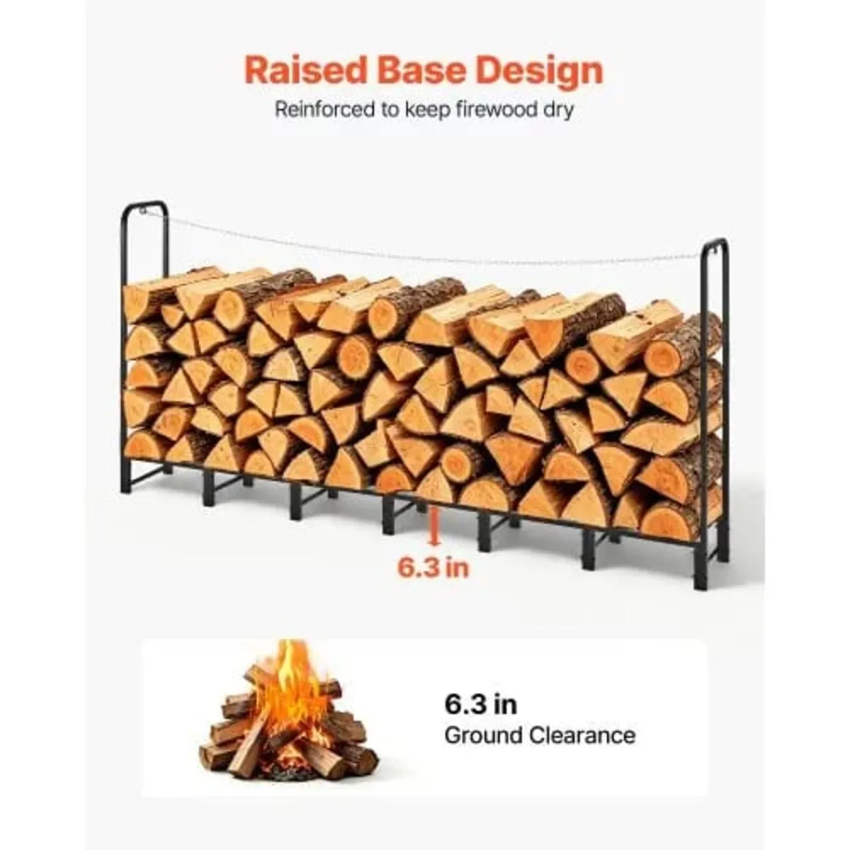 Firewood Rack 2415 mm 1/2 Cord Heavy Duty Outdoor - Image 3