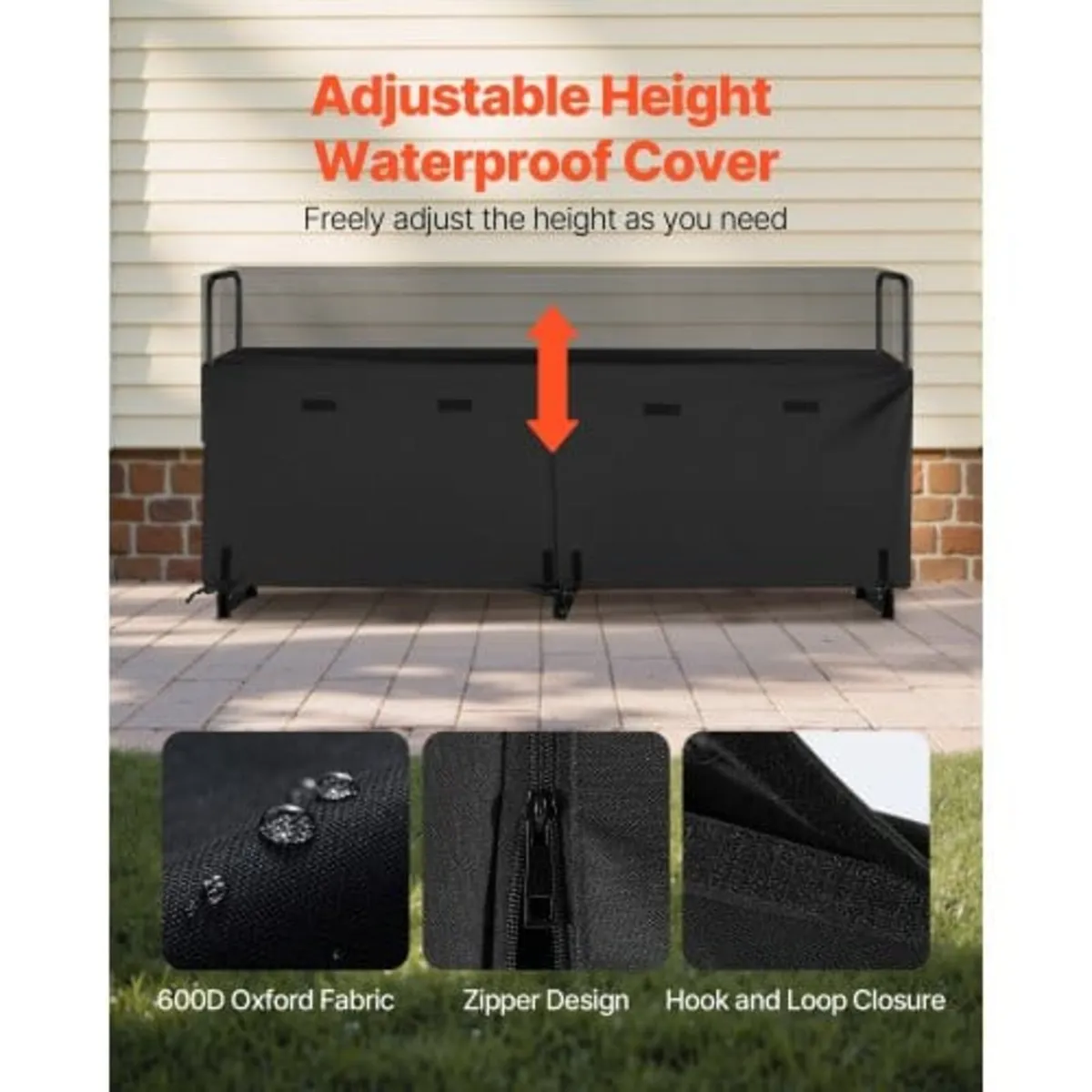 Firewood Rack with Waterproof Cover, 2.57m Outdoor - Image 4
