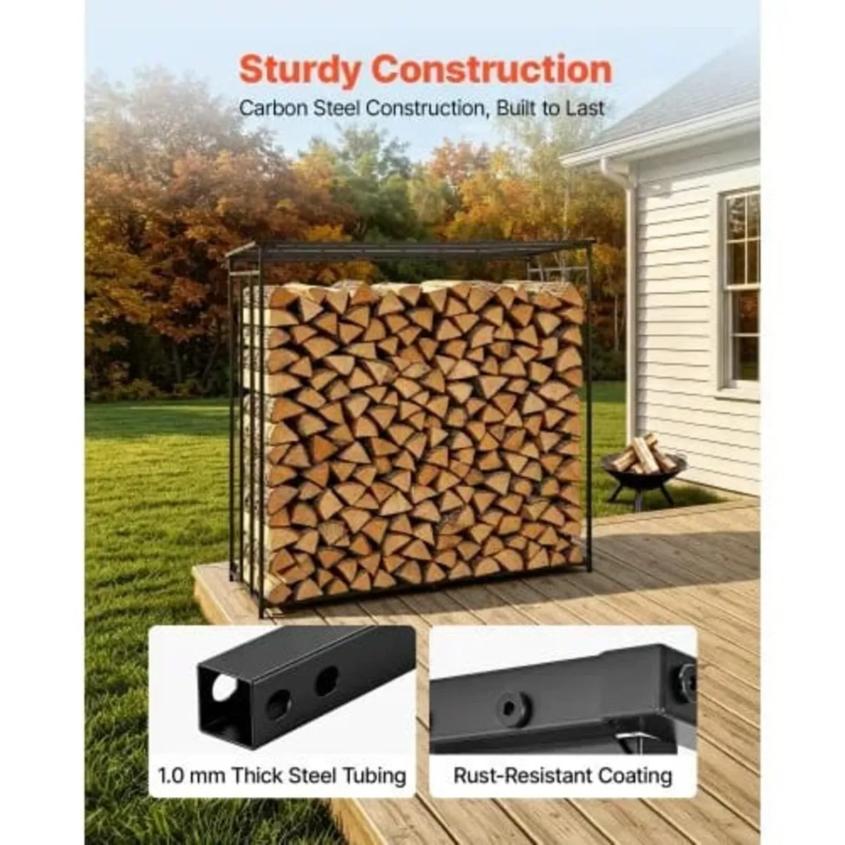 Firewood Rack 1855 mm 3/8 Cord Heavy Duty Outdoor - Image 4