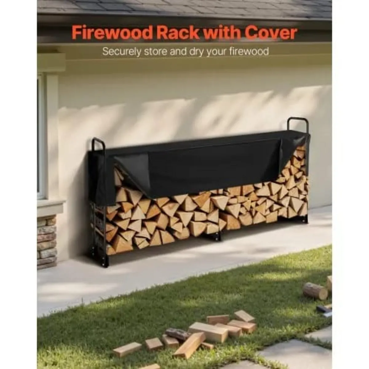 2.4m Outdoor Firewood Rack with Cover, 244 cm x 36 - Image 2