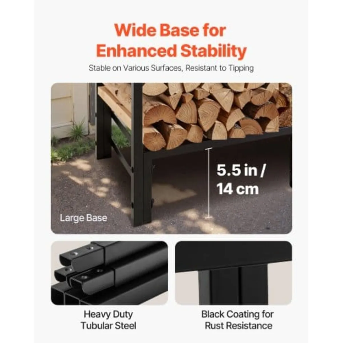 Firewood Rack with Waterproof Cover, 1.22m Outdoor - Image 2