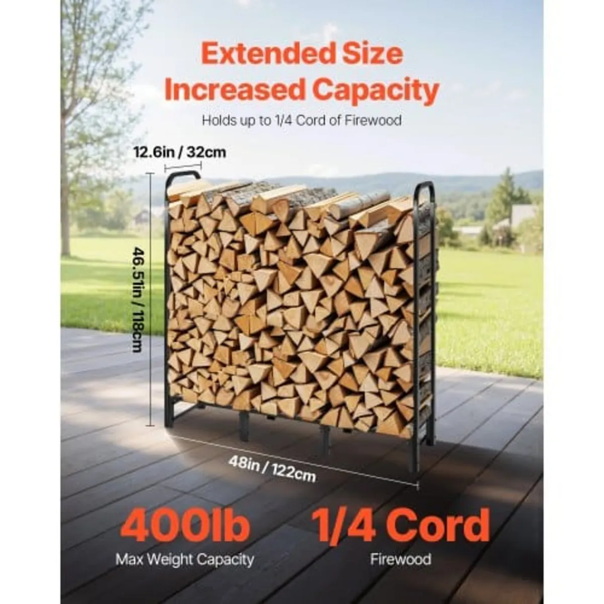 Firewood Rack with Waterproof Cover, 1.22m Outdoor - Image 3