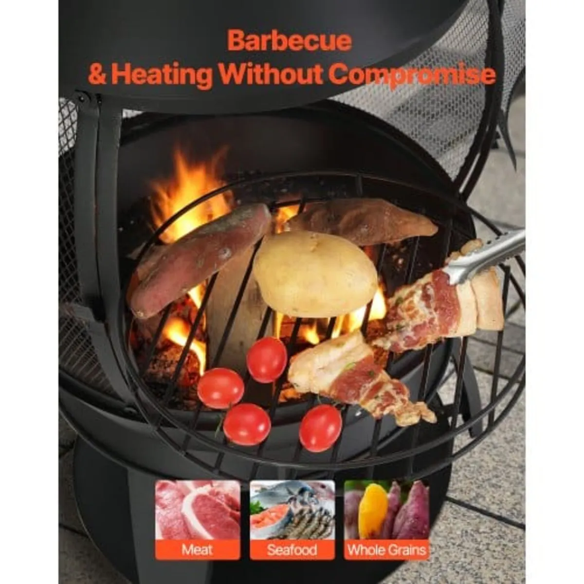 Chiminea, 22 Inch Outdoor Wood Burning Firepit, Ir - Image 4
