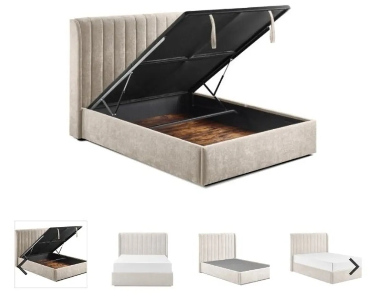 Frida Beige Gas Lift Storage Bed / 3 Sizes - Image 1