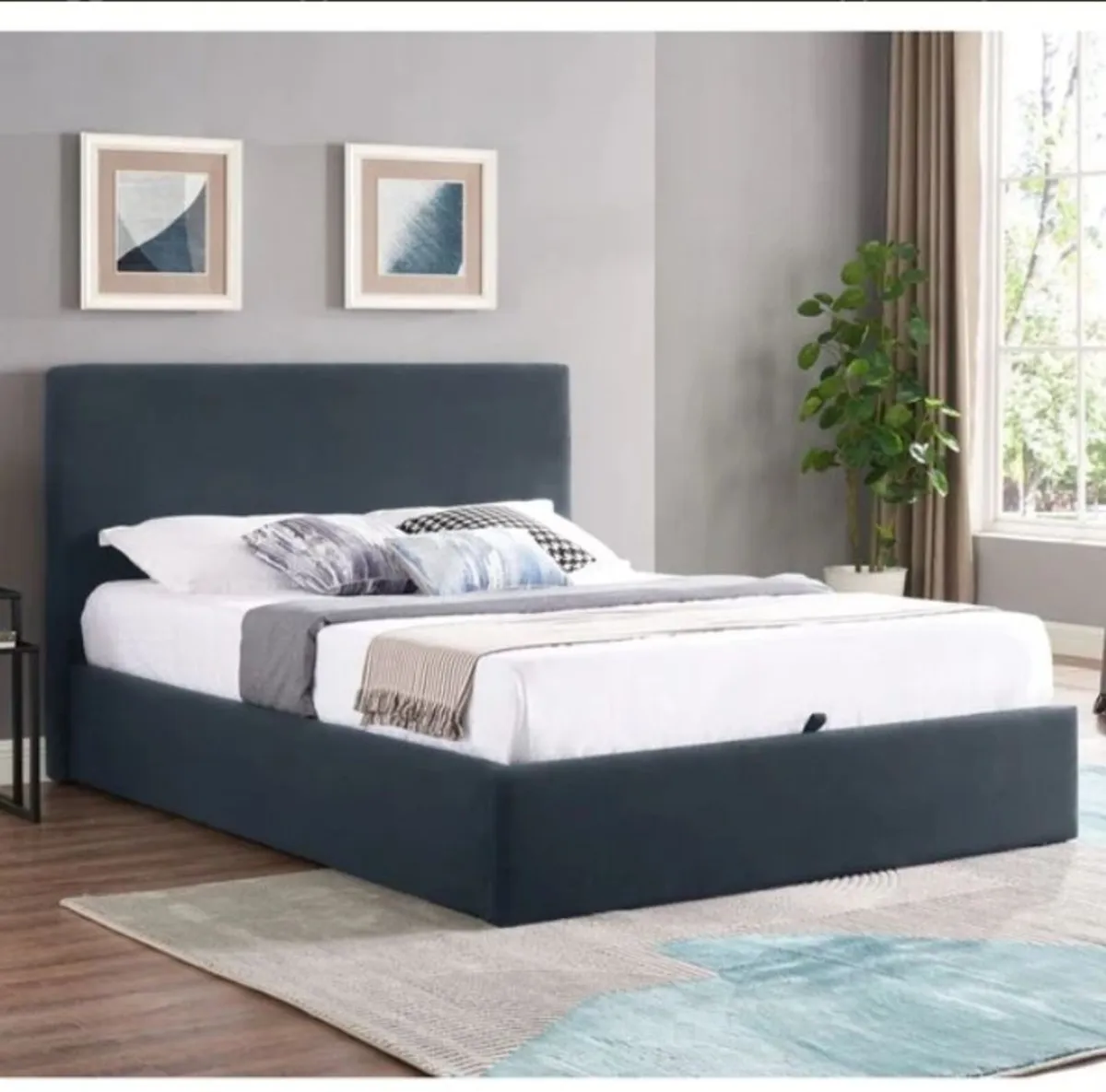 Ezra Navy Ottoman Bedframe / 2 Sizes & 3 Colours - Image 3
