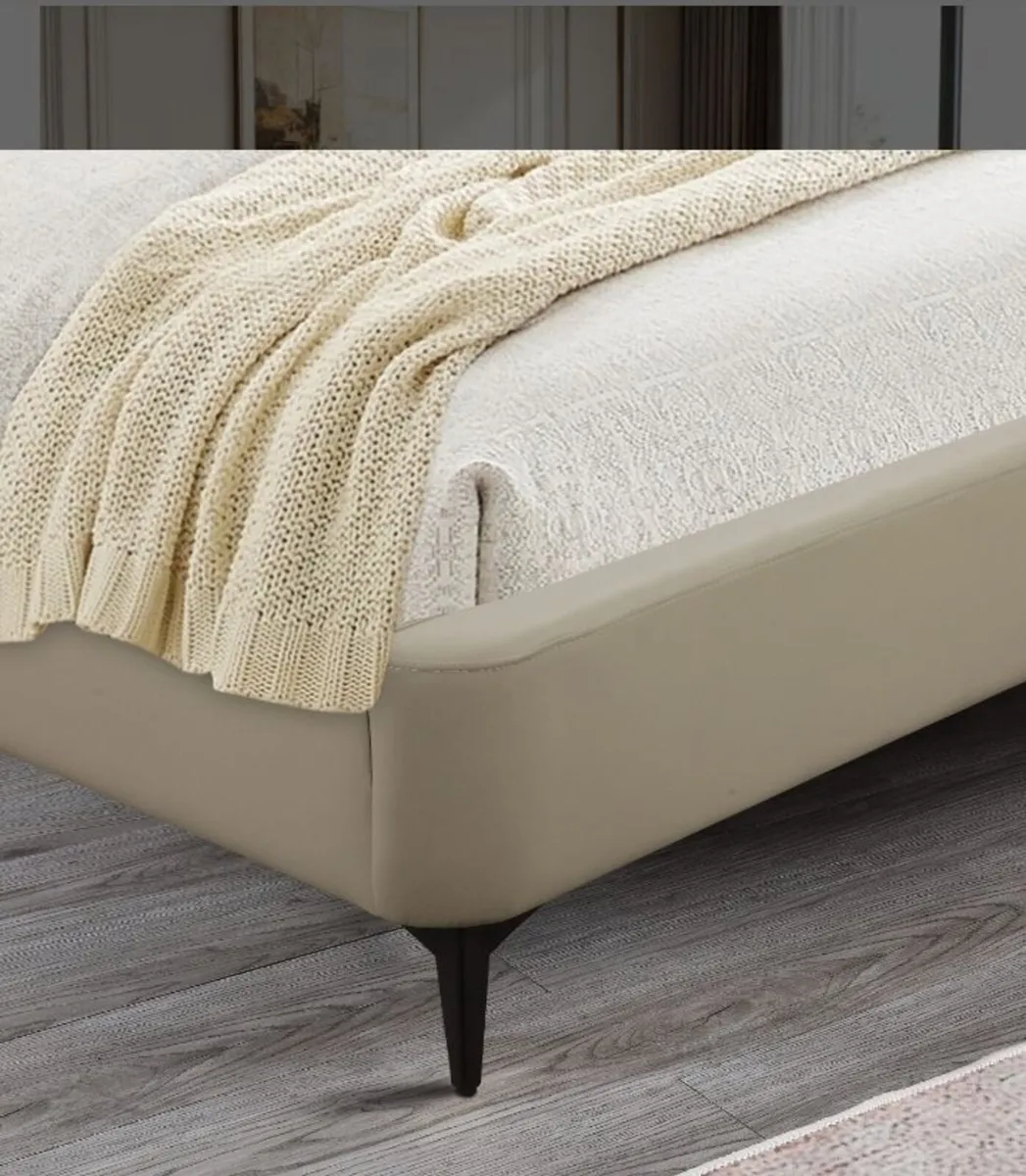 Antrim Beige Faux Leather Bed - Image 2