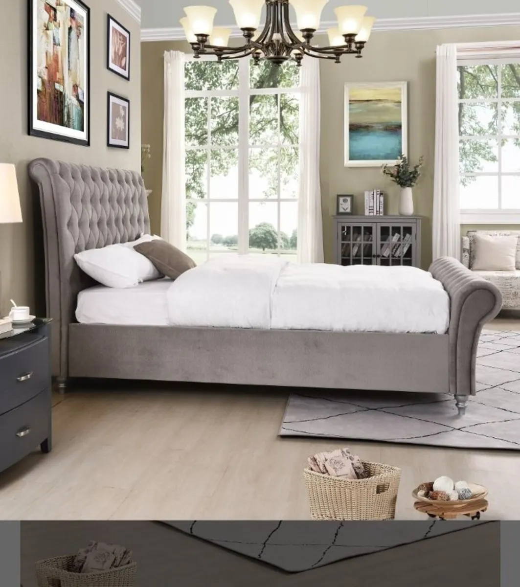 Kilkenny Silver Velvet Bed - Image 2