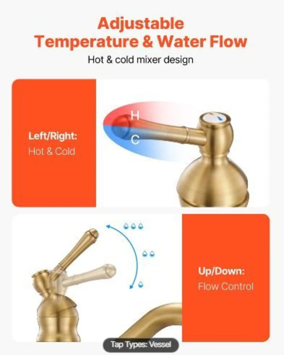 Single Handle Sink Faucet, Solid Brass Single - Image 4