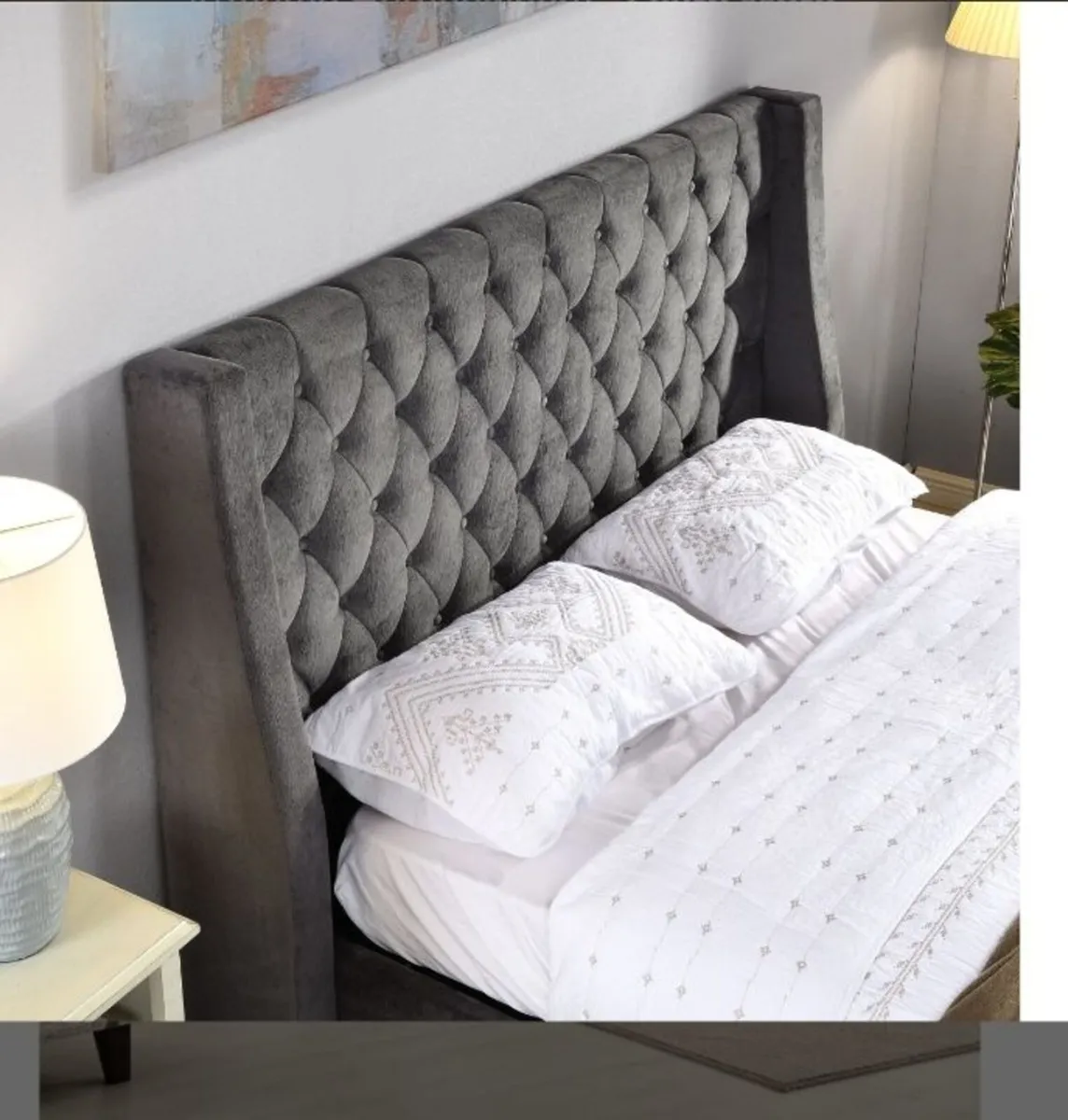 Jersey Dark Grey Fabric Bed - Image 2