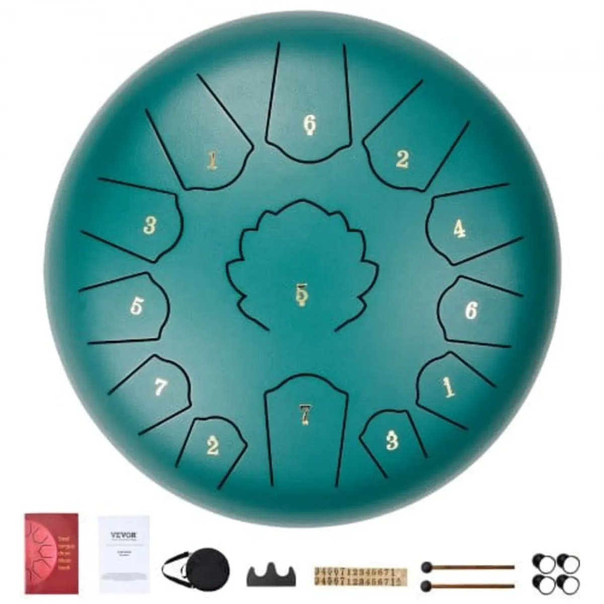 Steel Tongue Drum, 12 in & 13 Notes, C Major Steel - Image 1