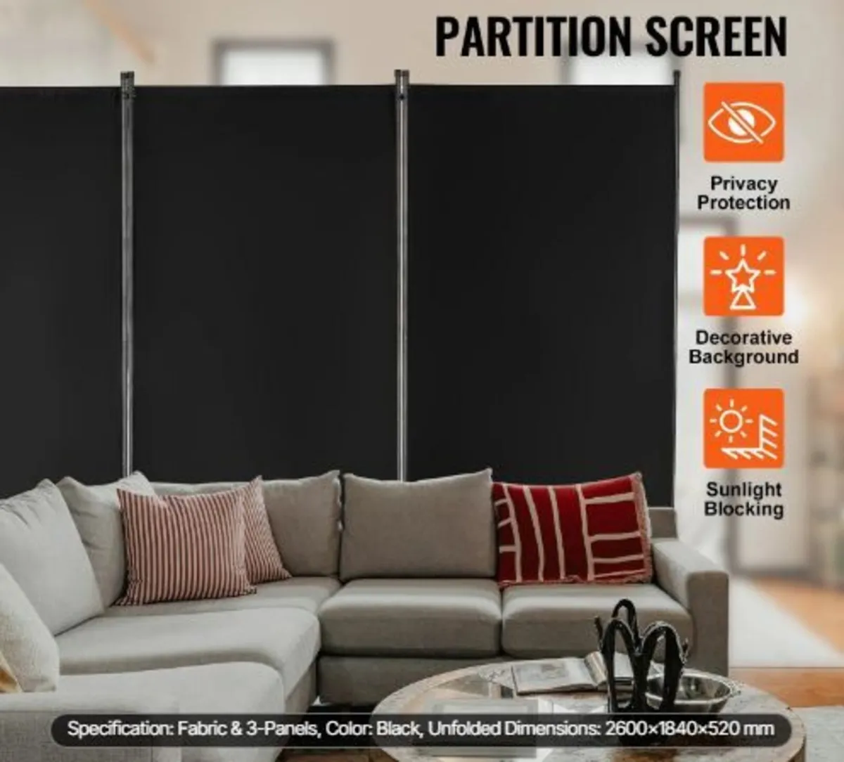Room Divider, 3 Panels Room Divider - Image 3