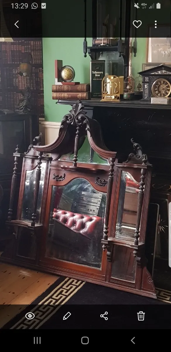 Antique overmantle mirror - Image 1