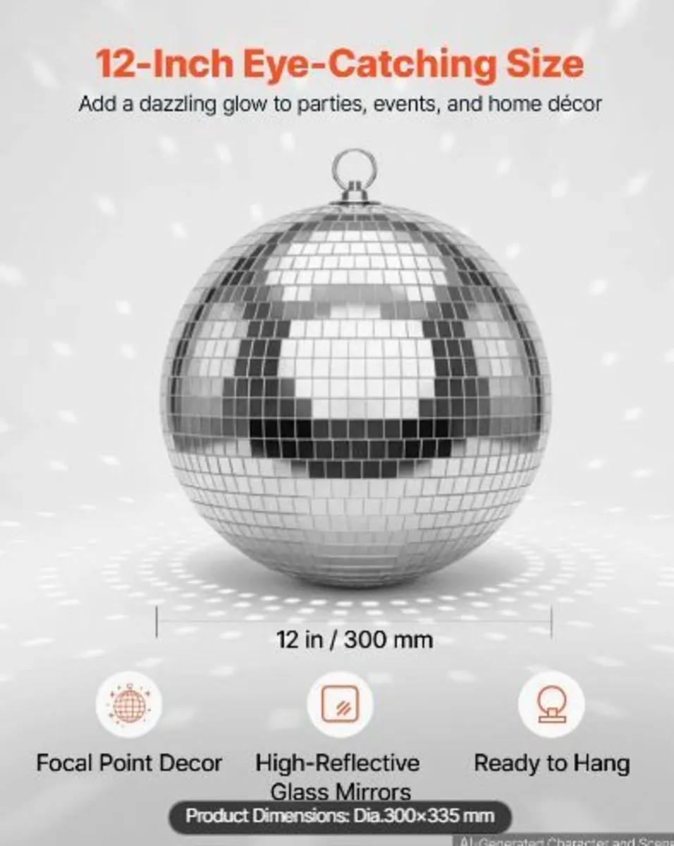 Mirror Disco Ball 300 mm Silver Reflective Ball - Image 4
