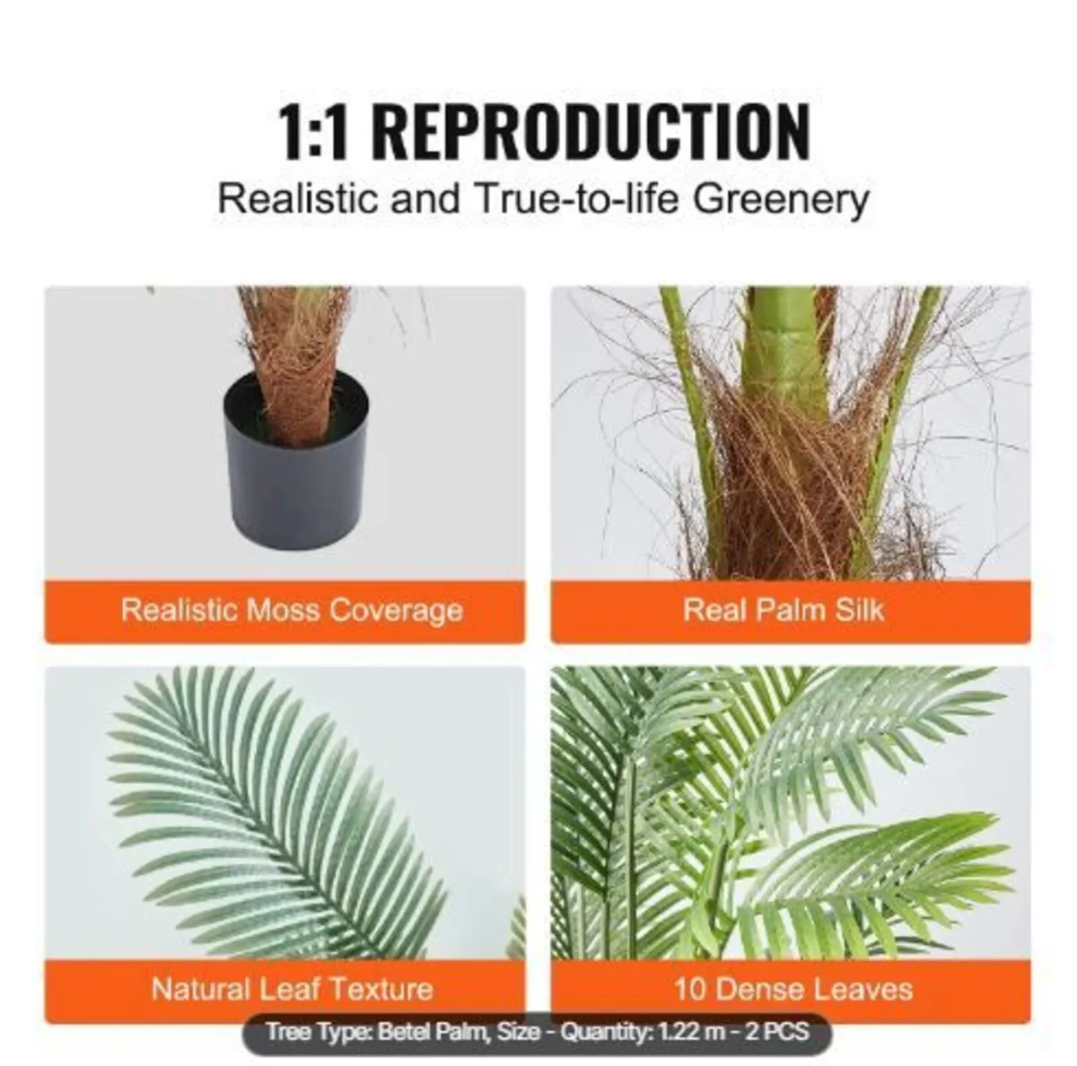 Artificial Palm Tree, 4 FT Tall Faux Plant - Image 2