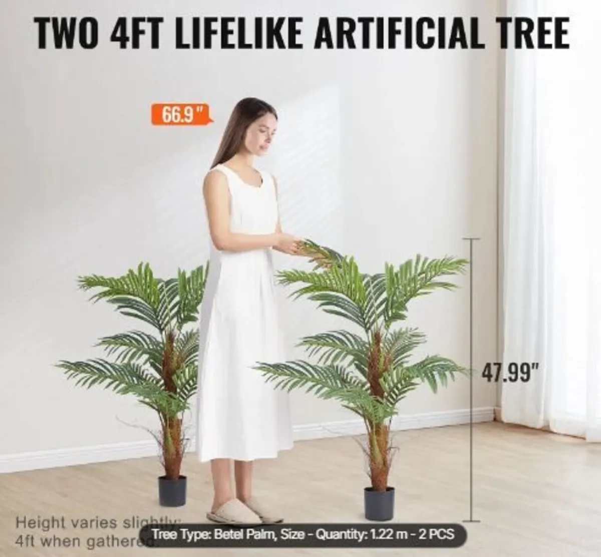 Artificial Palm Tree, 4 FT Tall Faux Plant - Image 3