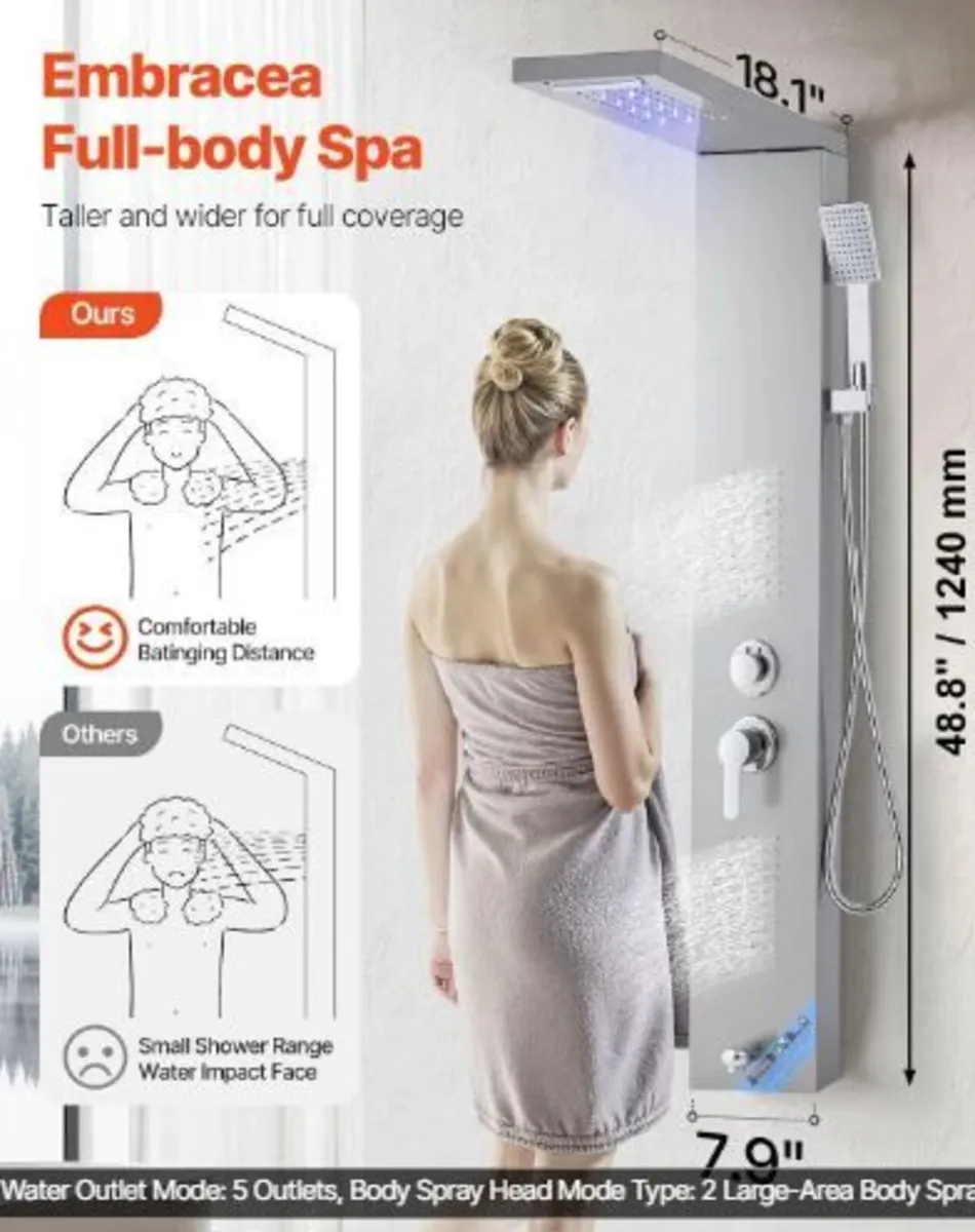 Shower Panel Tower System with Rainfall - Image 1