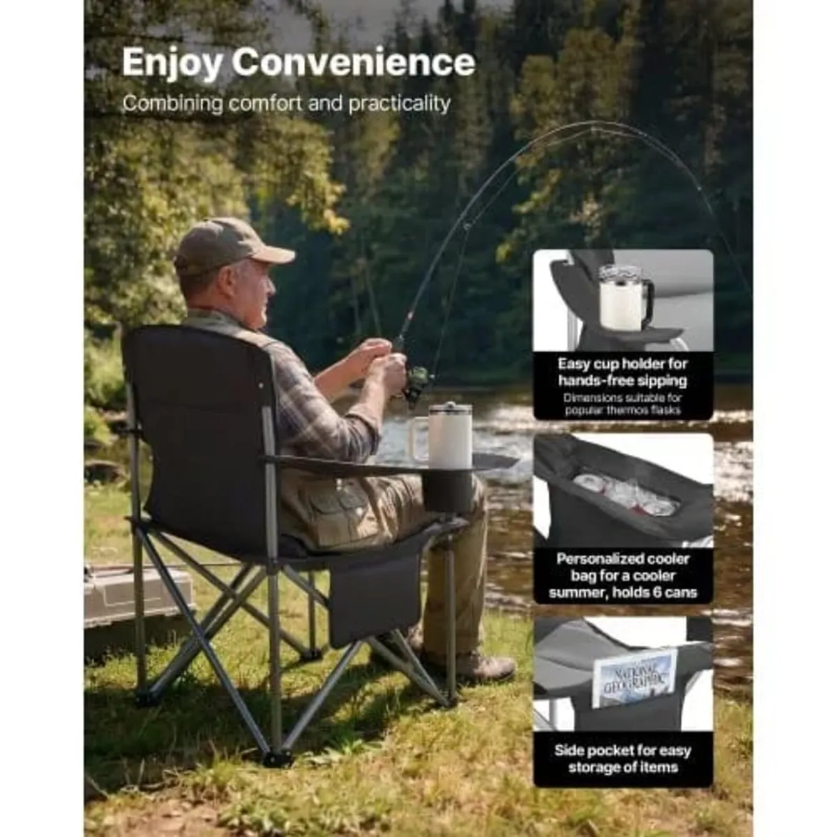 Oversized Camping Chairs, 450 lbs Heavy Duty Suppo - Image 2