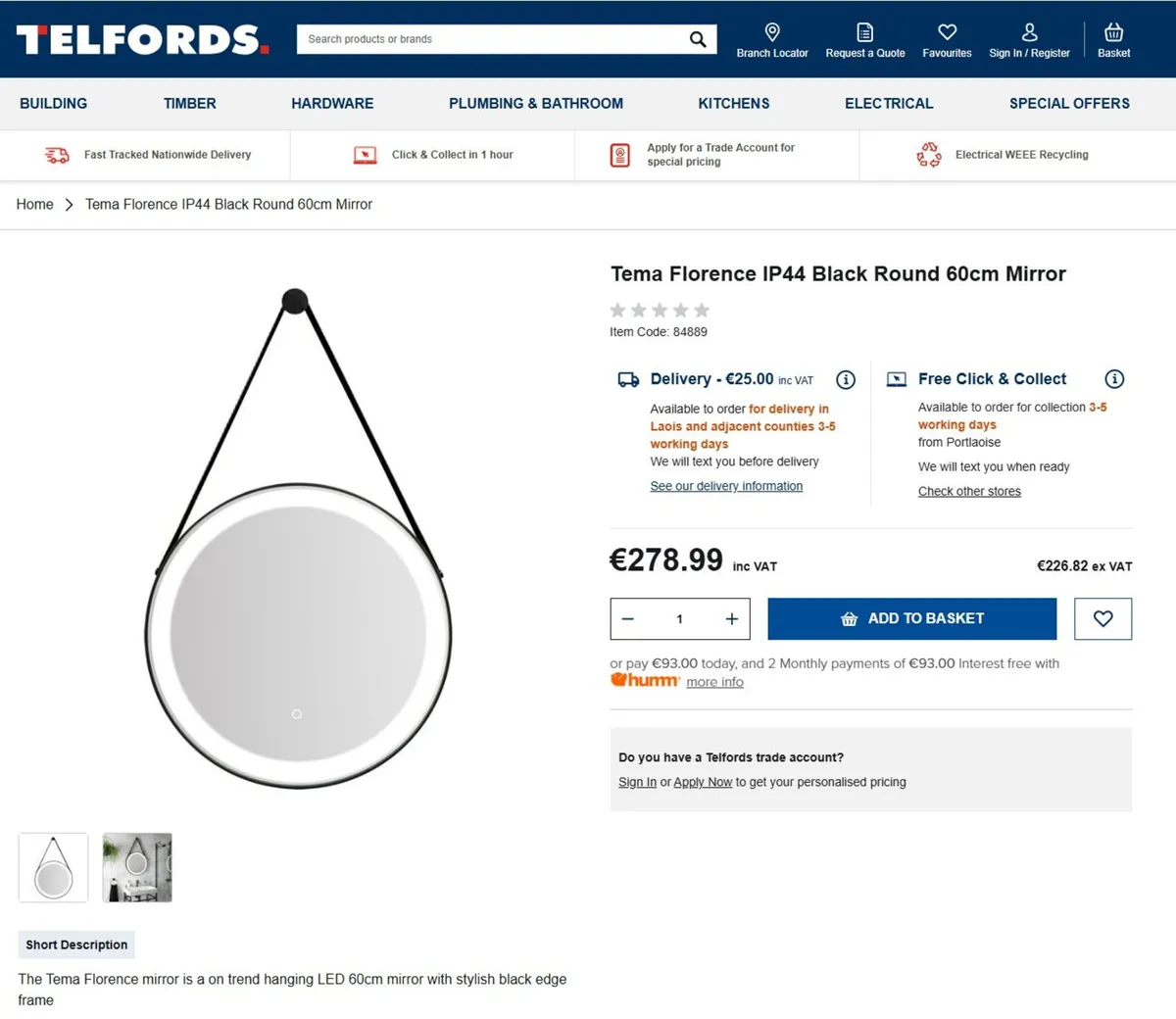 New LED Demister Mirror in Brushed Brass - €120 - Image 4