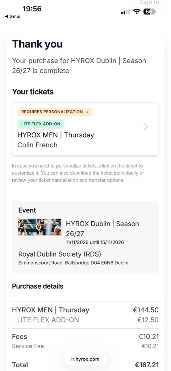 Hyrox Dublin Men’s ticket - Thursday - Image 2
