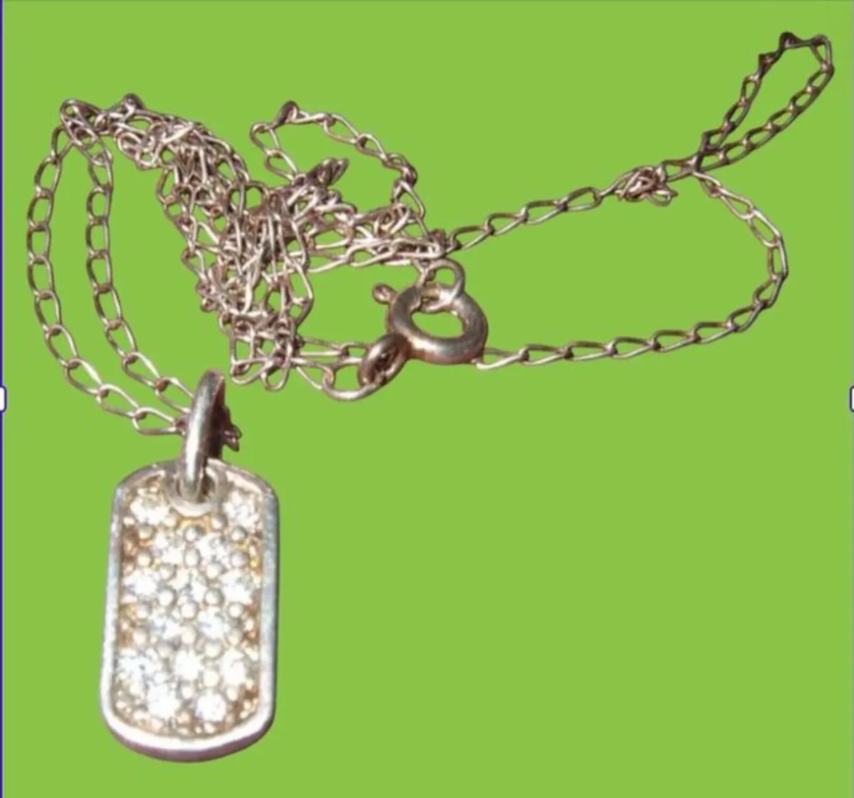 Vintage Hallmarked Silver/Sapphire Pendant/Chain - Image 3