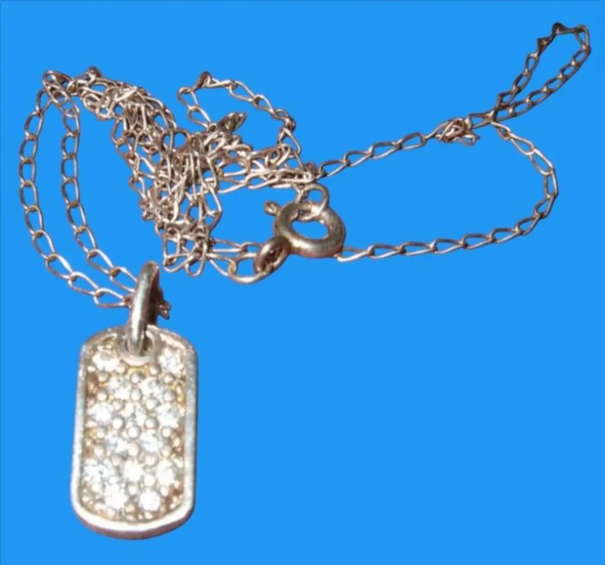 Vintage Hallmarked Silver/Sapphire Pendant/Chain - Image 4