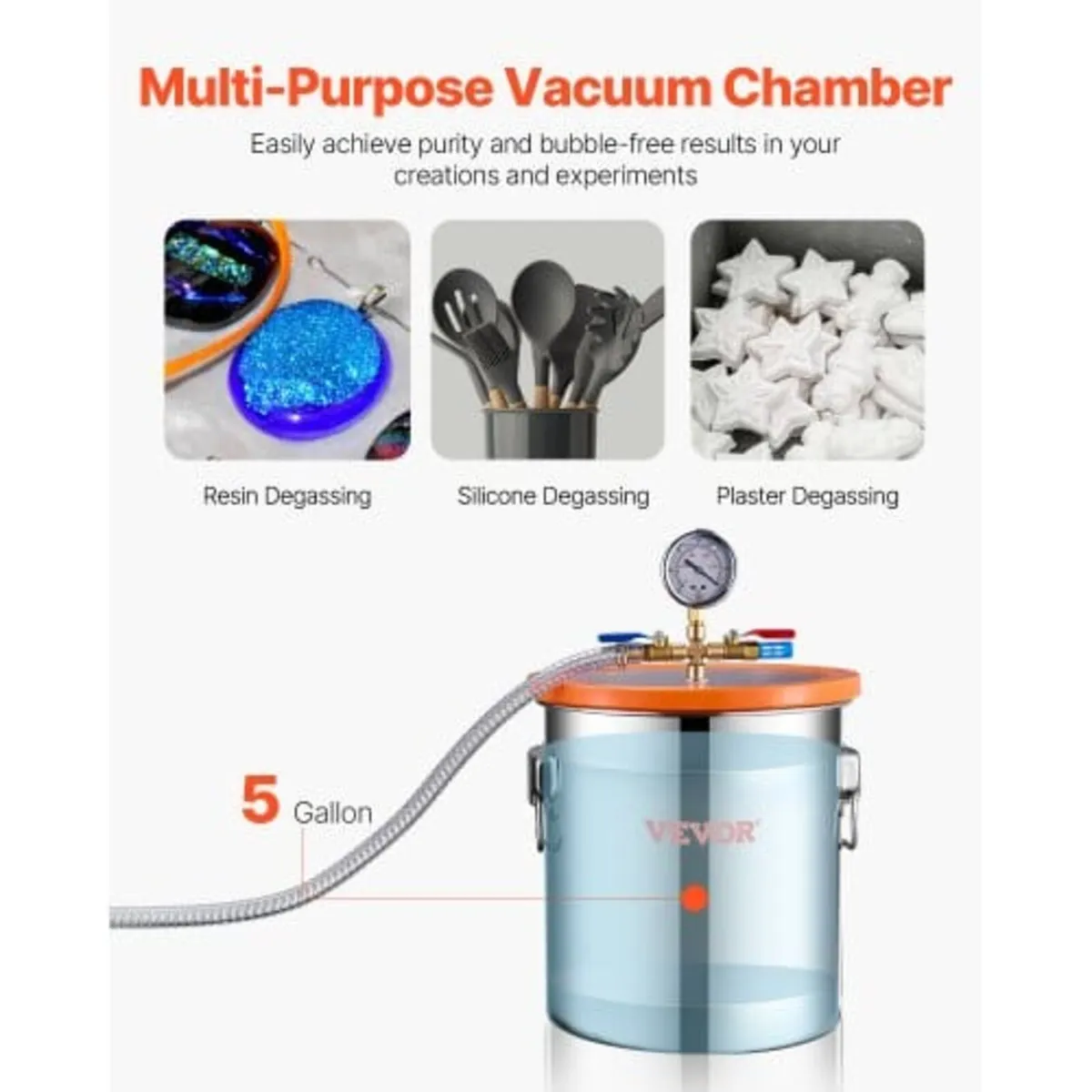19 L(5 Gallon) Vacuum Chamber and 100 L/min(3.5 CF - Image 4