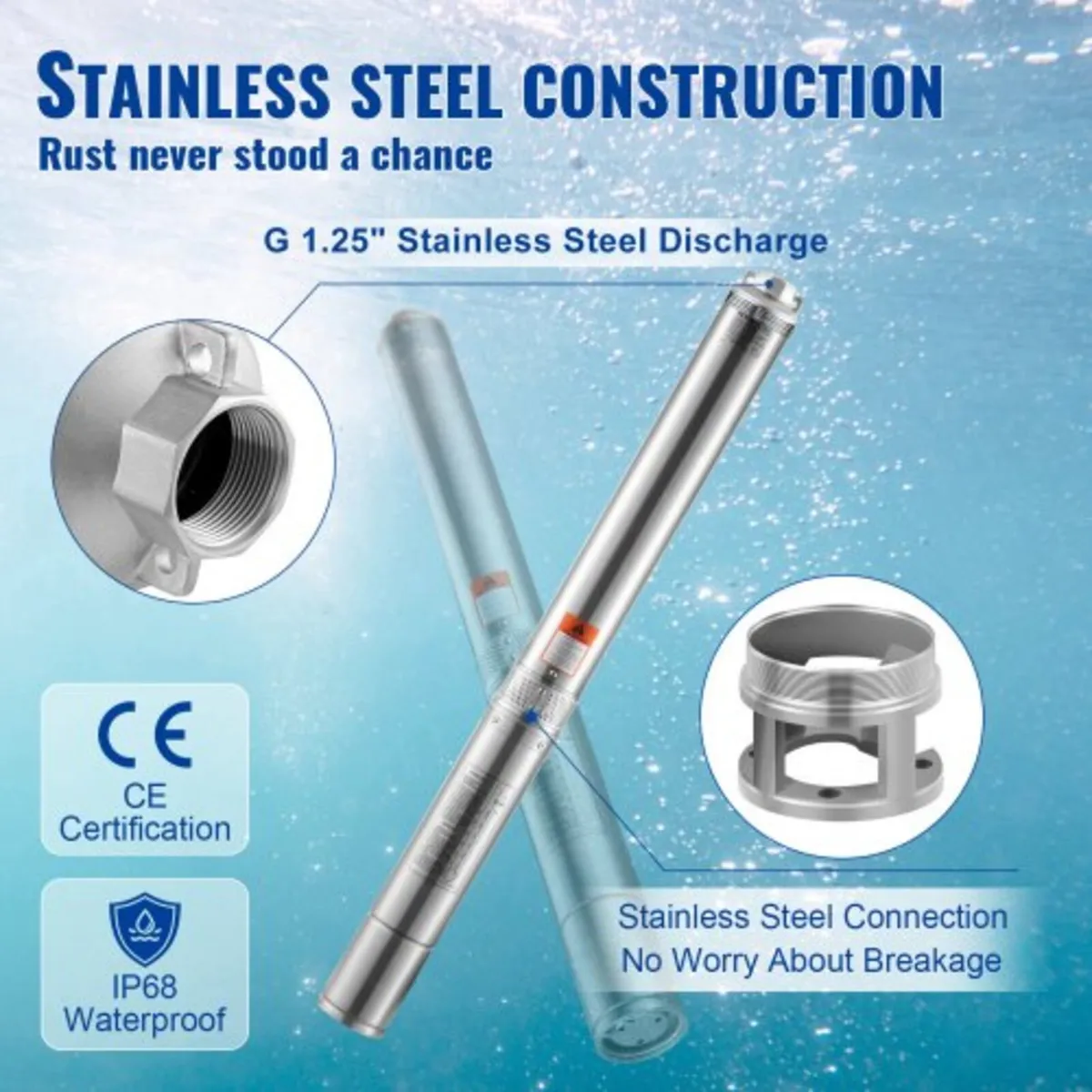 Deep Well Submersible Pump, 1100W 230V 50Hz, 7.1 m - Image 3