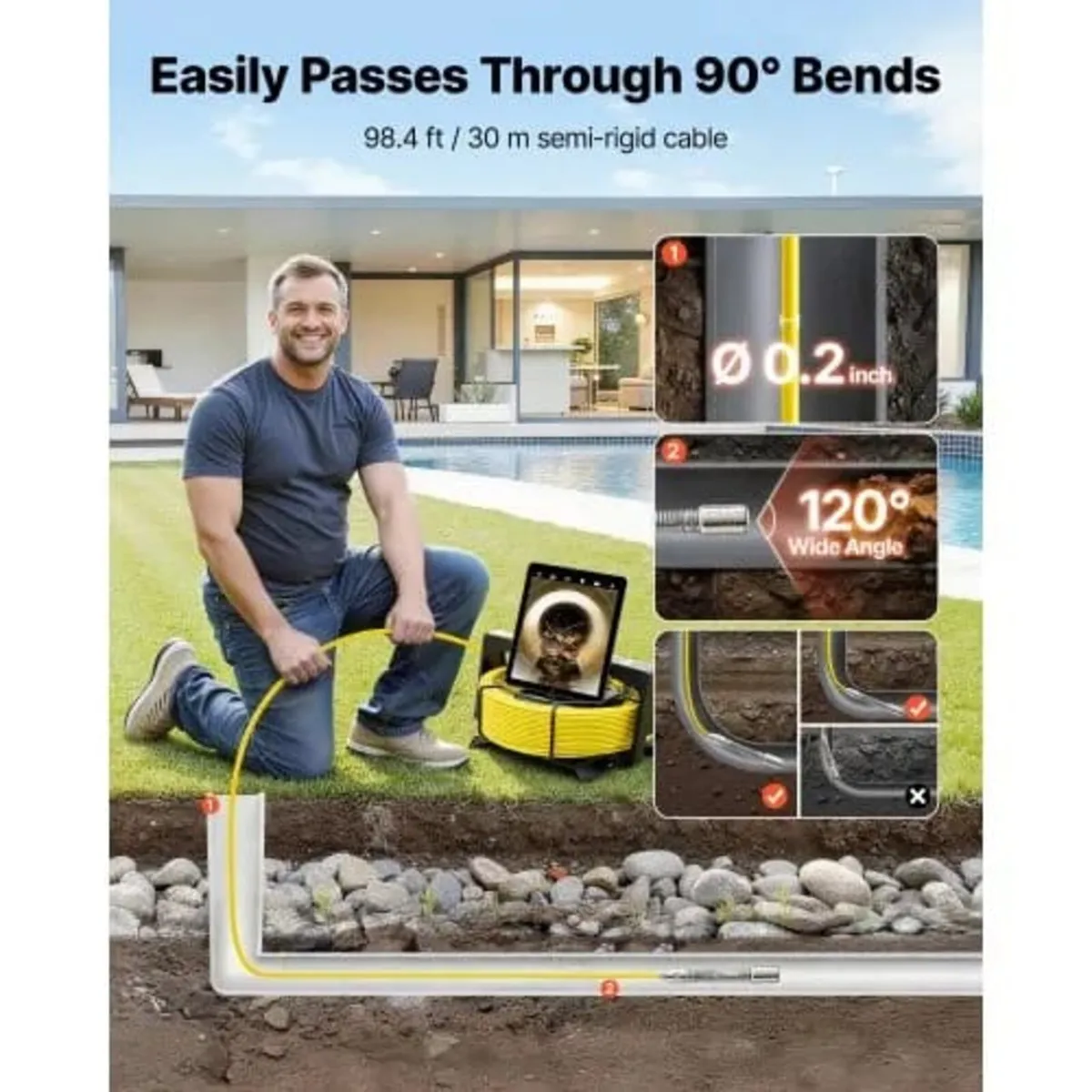 2026 Upgraded Sewer Camera with WiFi, 30m Drain Pi - Image 3