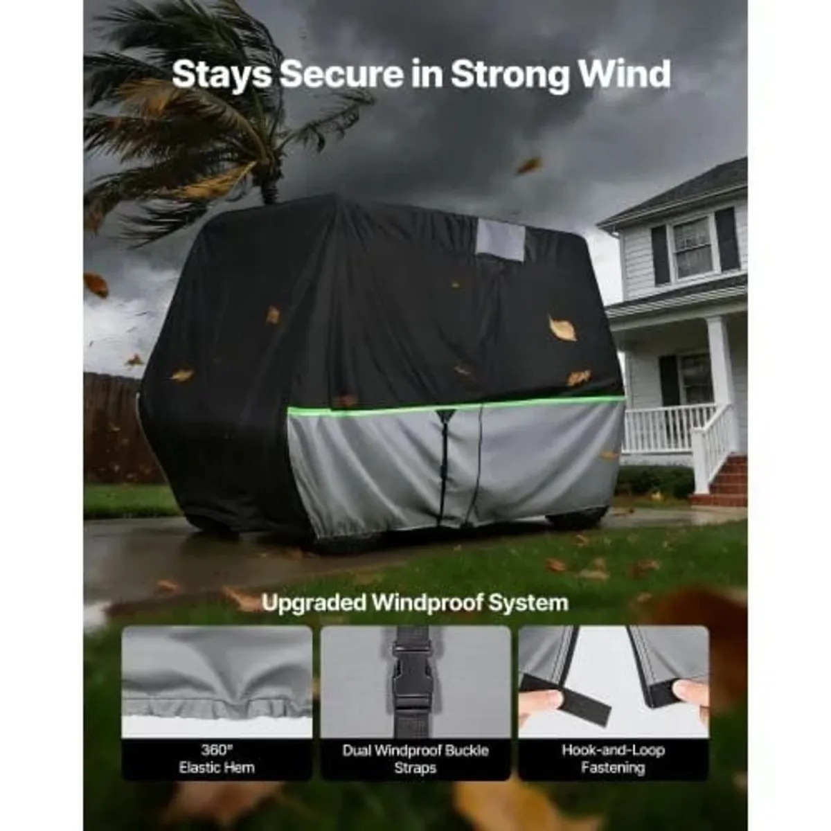 Golf Cart Cover, Full Coverage 2+2/4 Passenger Gol - Image 4