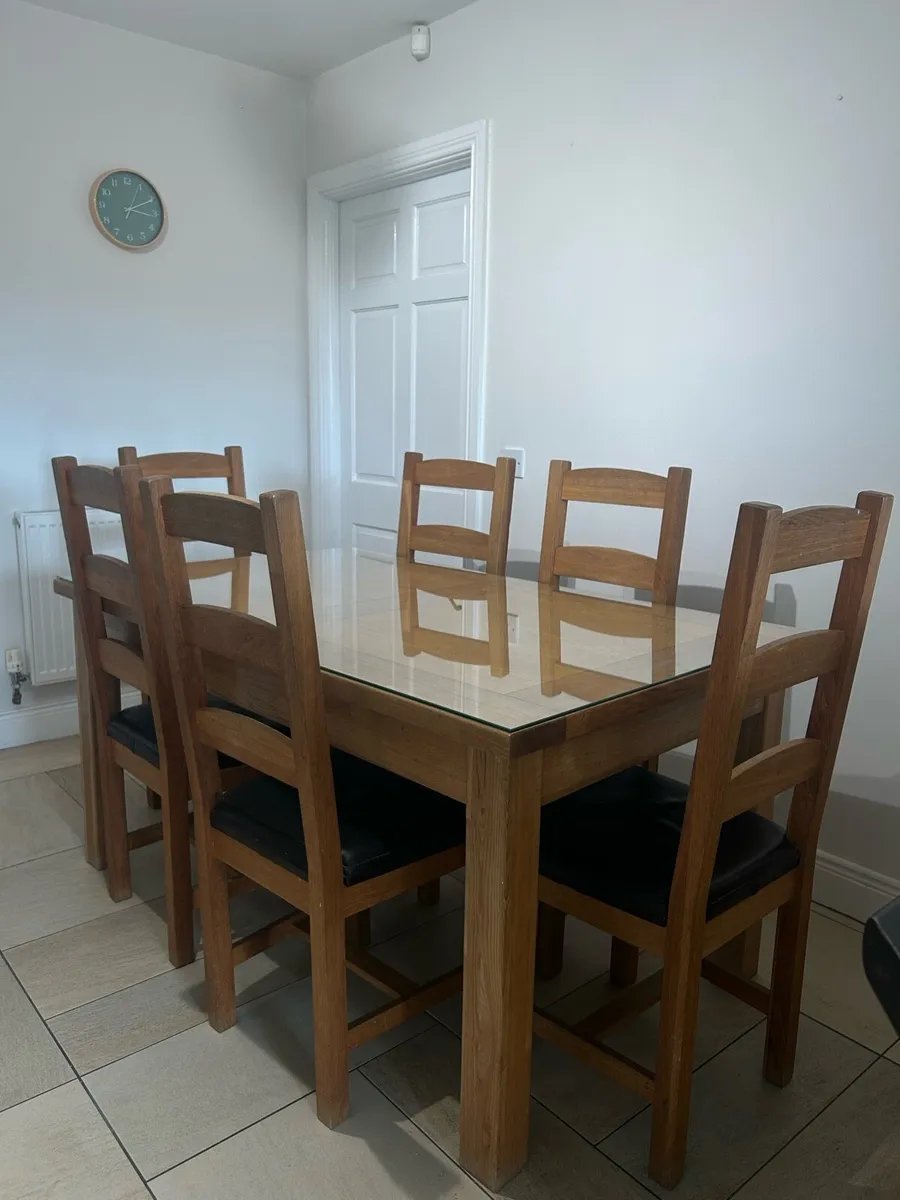Solid Oak Adjustable Wooden Table and chairs - Image 1