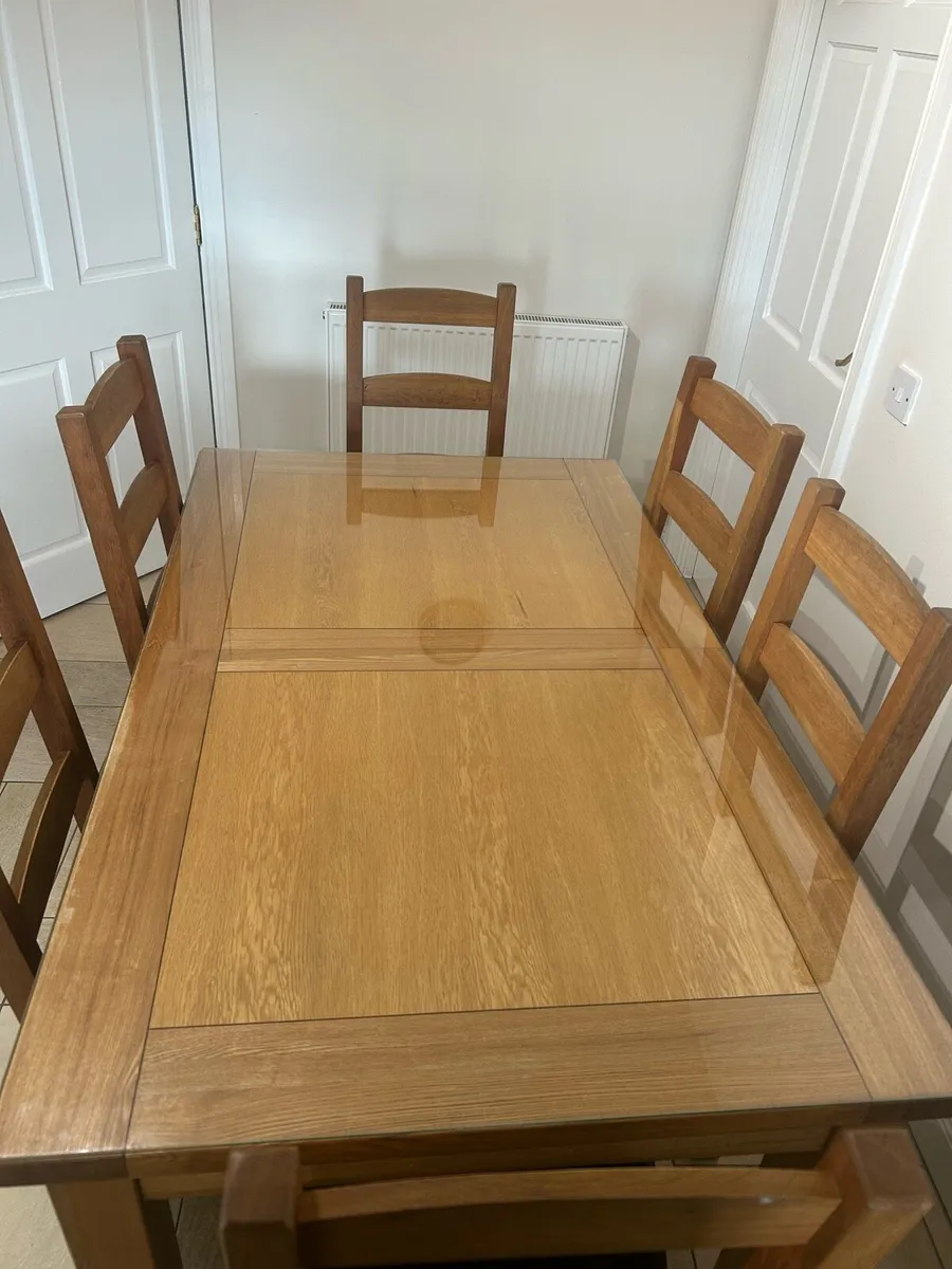 Solid Oak Adjustable Wooden Table and chairs - Image 2