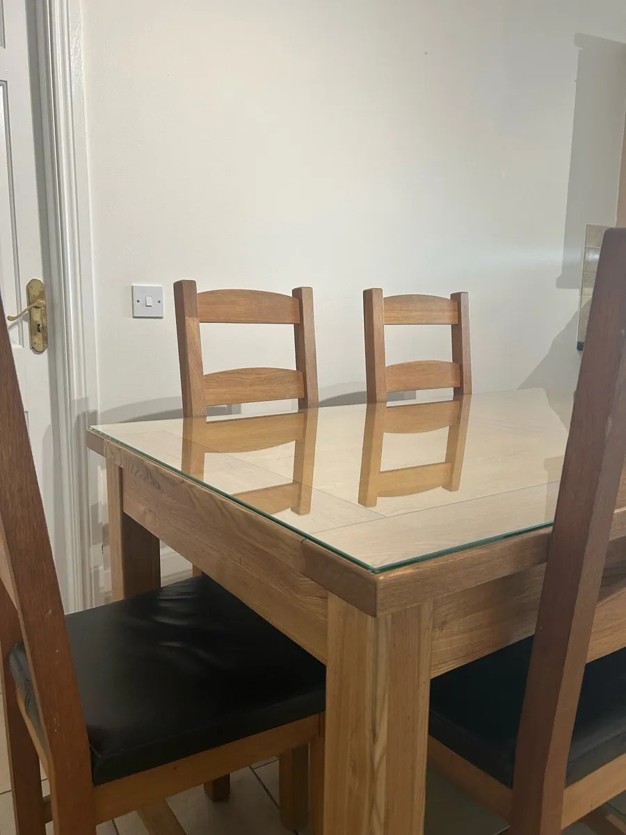 Solid Oak Adjustable Wooden Table and chairs - Image 3