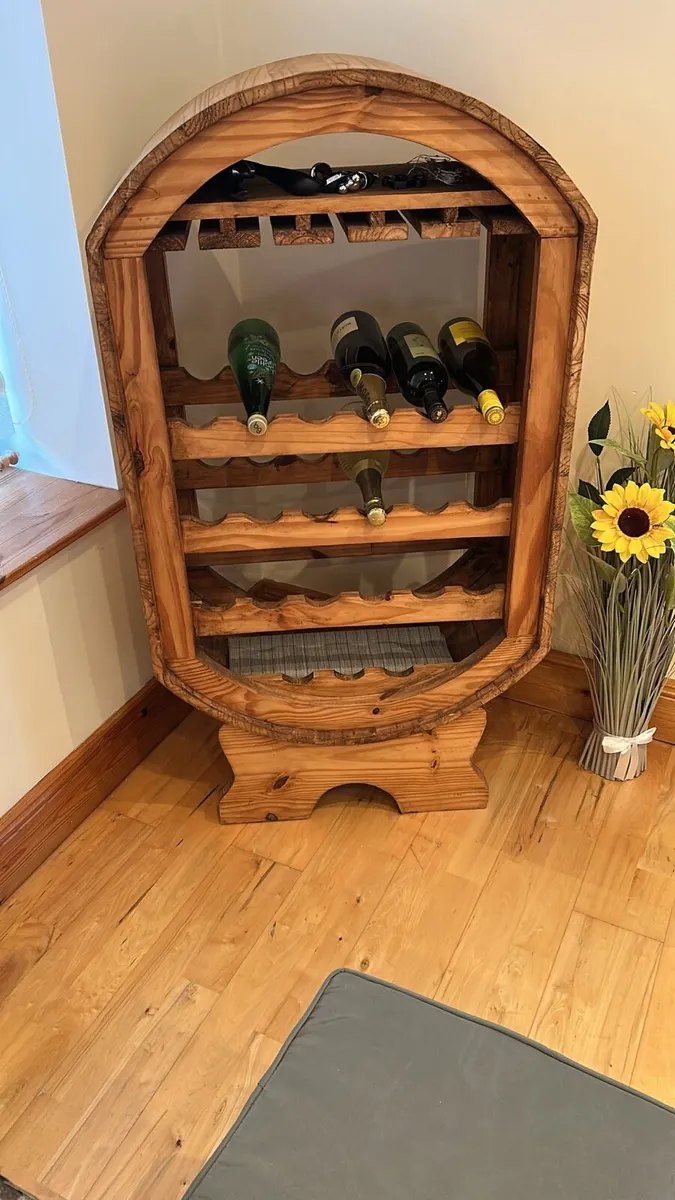 Pine wine and glass rack