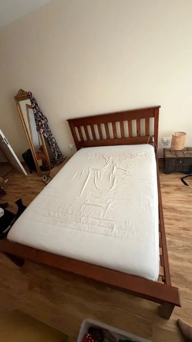 king size bed, solid wood + mattress - Image 3
