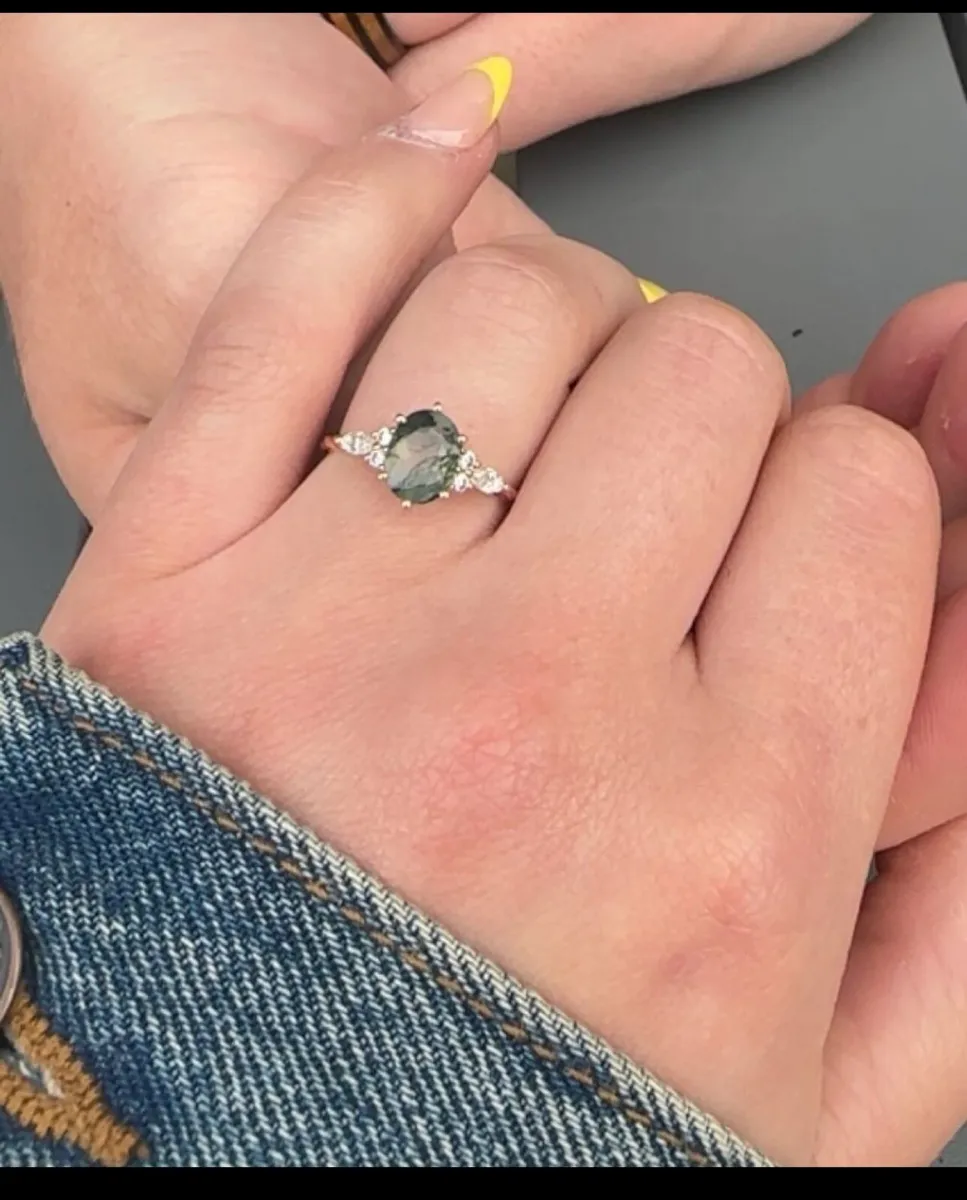 14k Rose Gold, Moss Agate ring. - Image 1