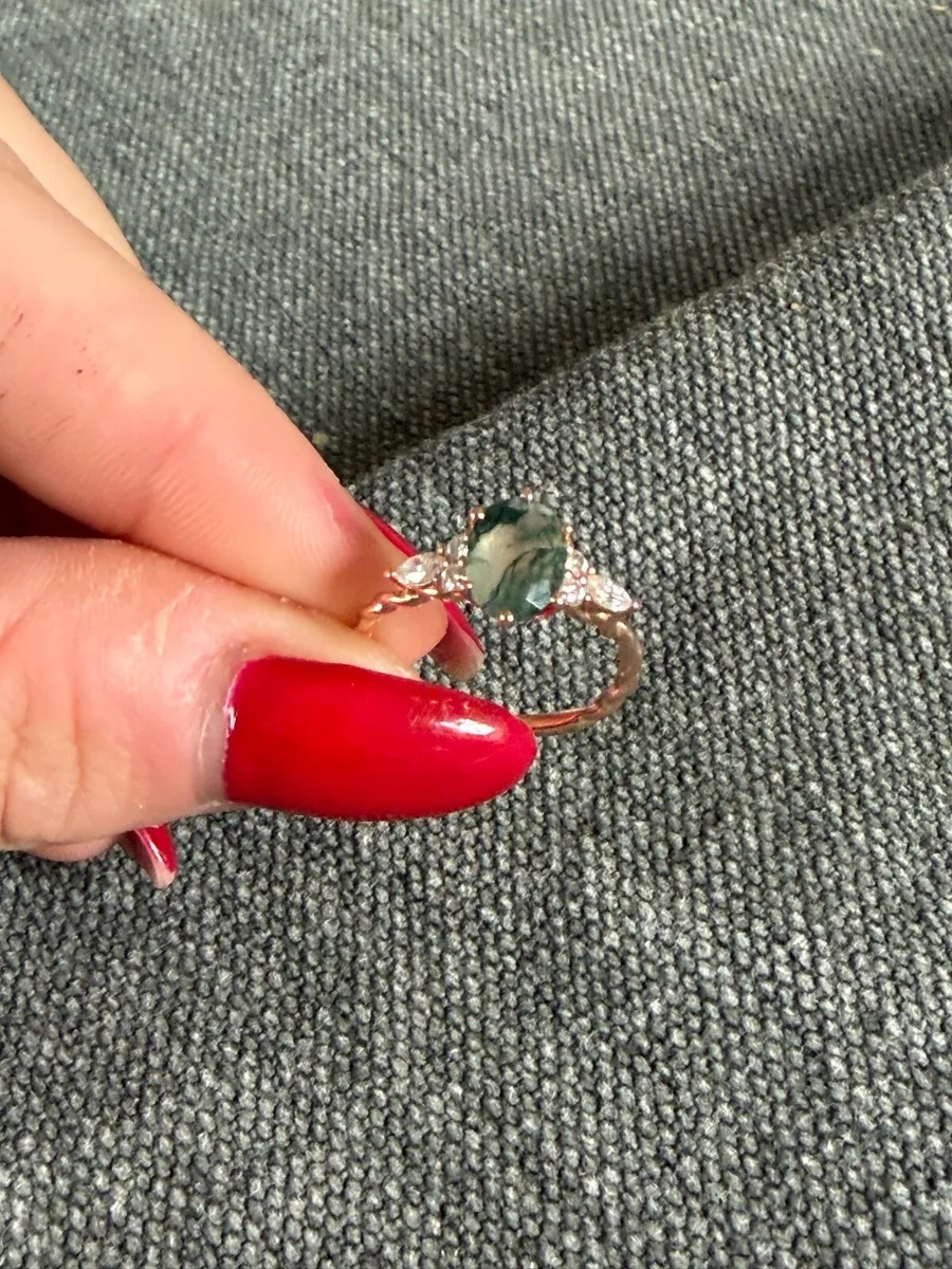 14k Rose Gold, Moss Agate ring. - Image 2