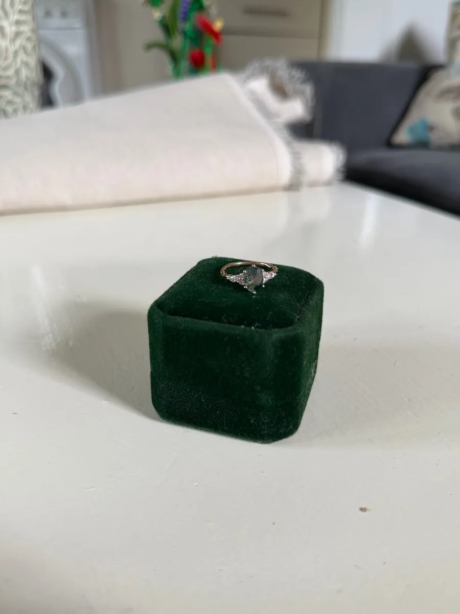 14k Rose Gold, Moss Agate ring. - Image 4