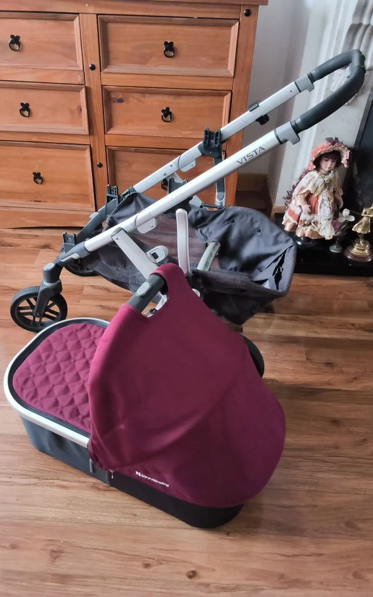 Beautiful black and burgony colour as new Pram - Image 2