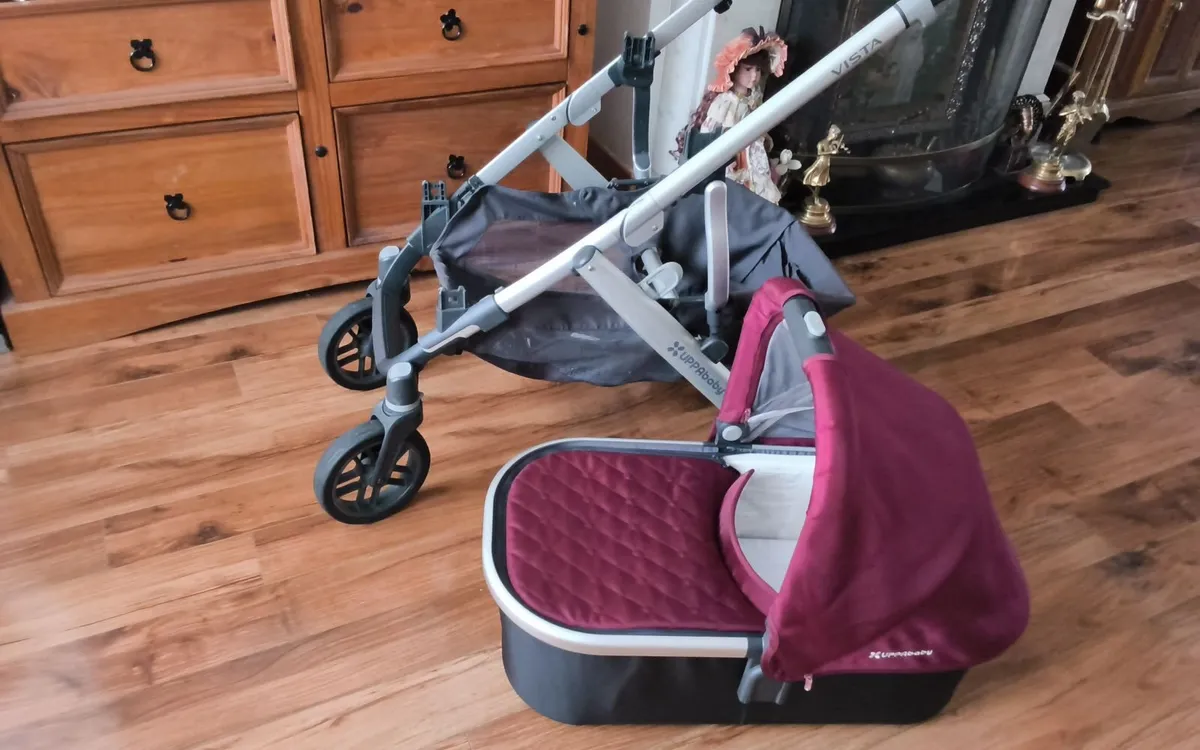 Beautiful black and burgony colour as new Pram - Image 3