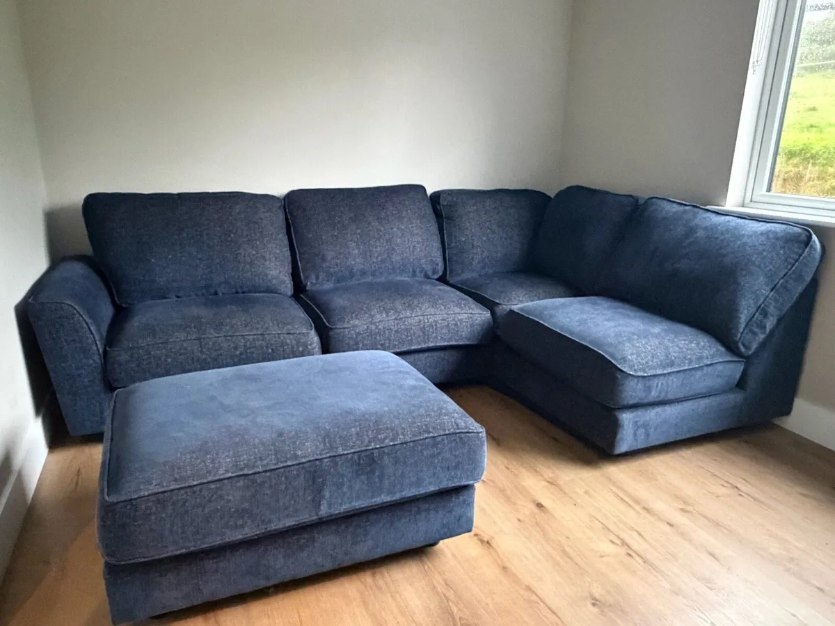 L shape sofa (Isaac EZ Living) Navy - Image 1