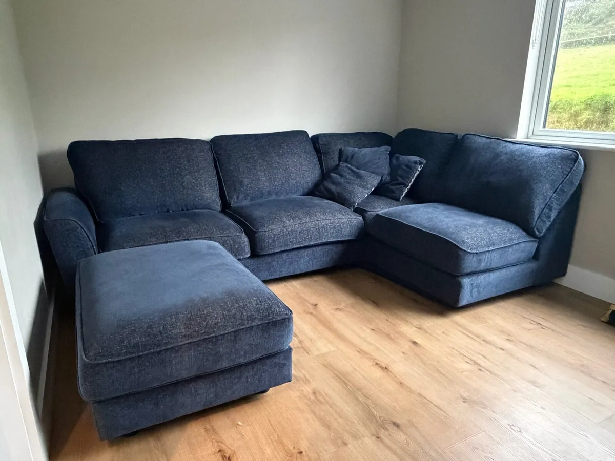 L shape sofa (Isaac EZ Living) Navy - Image 2