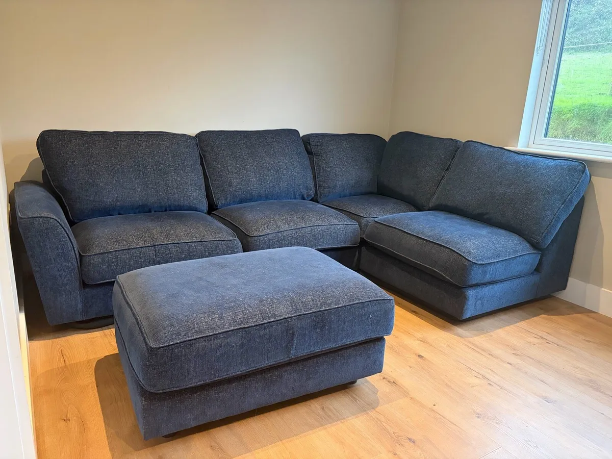 L shape sofa (Isaac EZ Living) Navy - Image 3